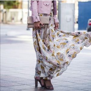 Free People Pink and Gold Maxi Skirt